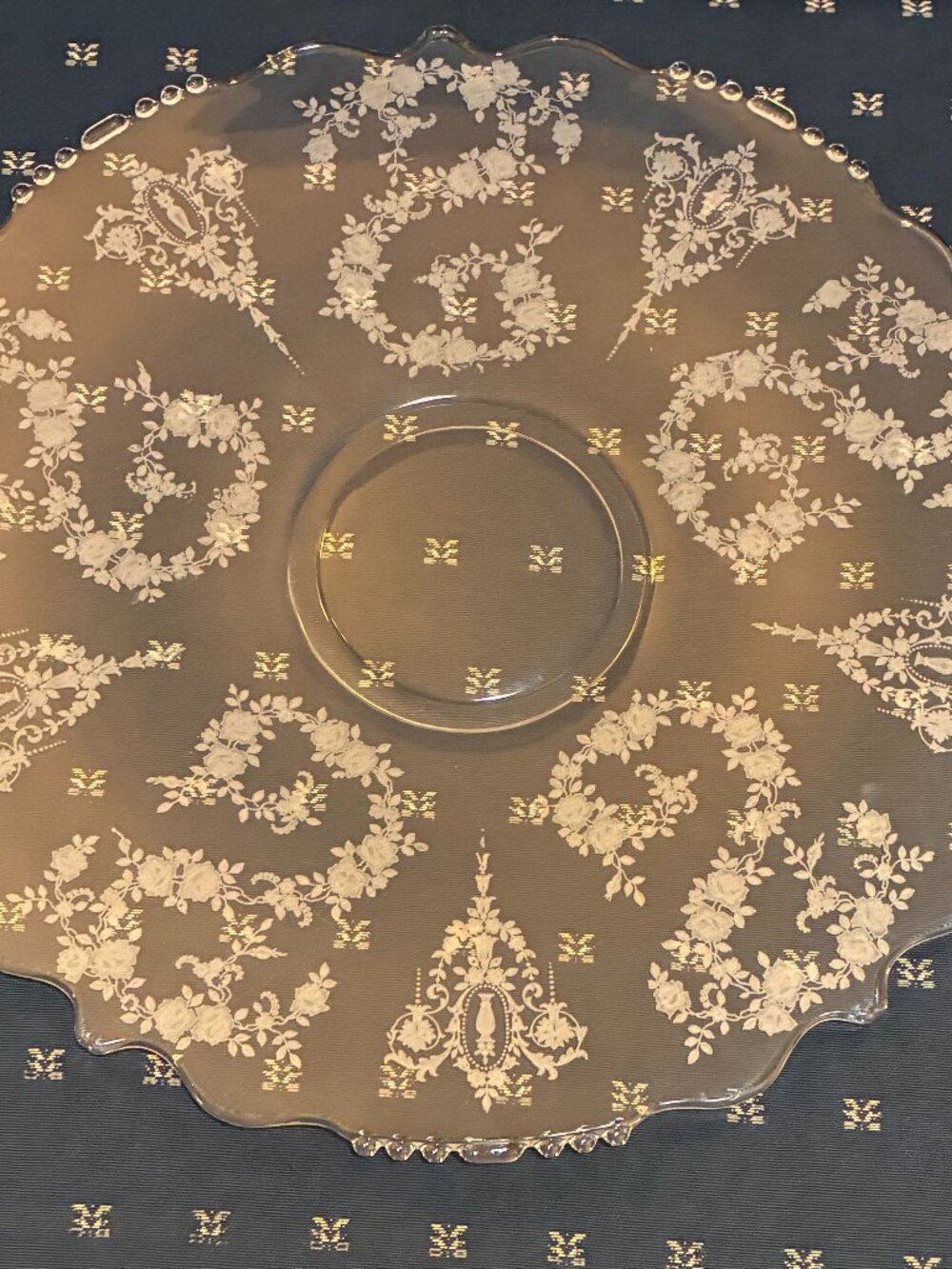 Cherokee Rose Tiffin Glass Company Large Serving Plate